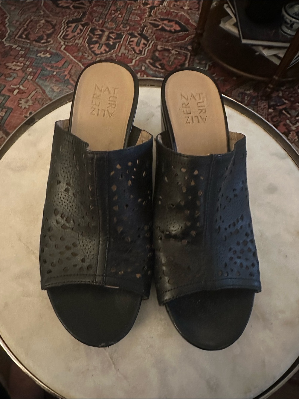 Naturalizer Charlotte Wedge Women’s Black Perforated Slide Sandals 9M